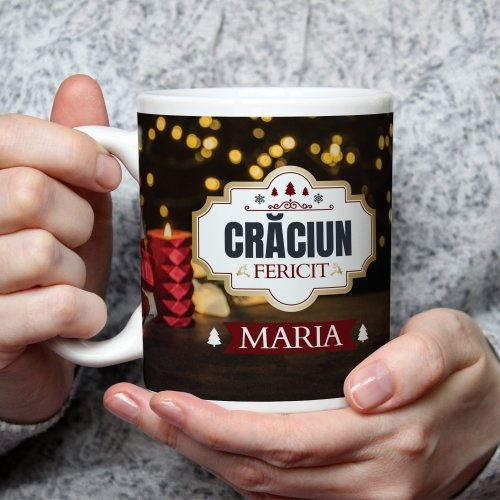Cană personalizată cu nume – Crăciun Fericit