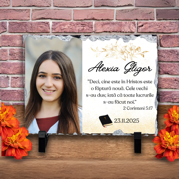 Placa ardezie personalizata, cadou botez fete