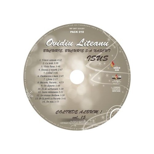 CD Ovidiu Liteanu (Colinde) - Bucurie, bucurie, S-a nascut Isus! vol.15